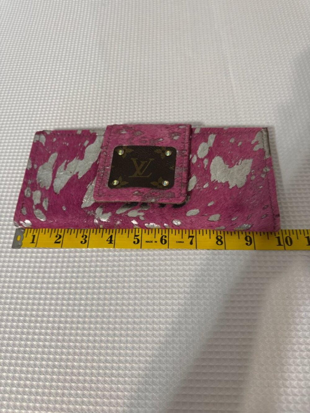 Upcycled Pink Pony Hair Leather Clutch Wallet - Picture 8 of 9